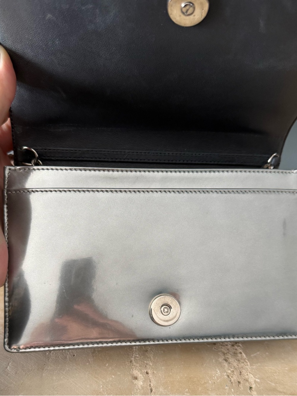 Silver Dior Diorama Micro Cannage Wallet on Chain - Picture 6 of 11